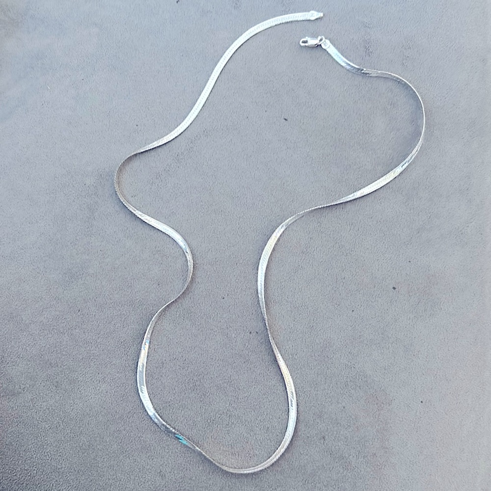 Vintage Milor Sterling Silver Herringbone Necklace